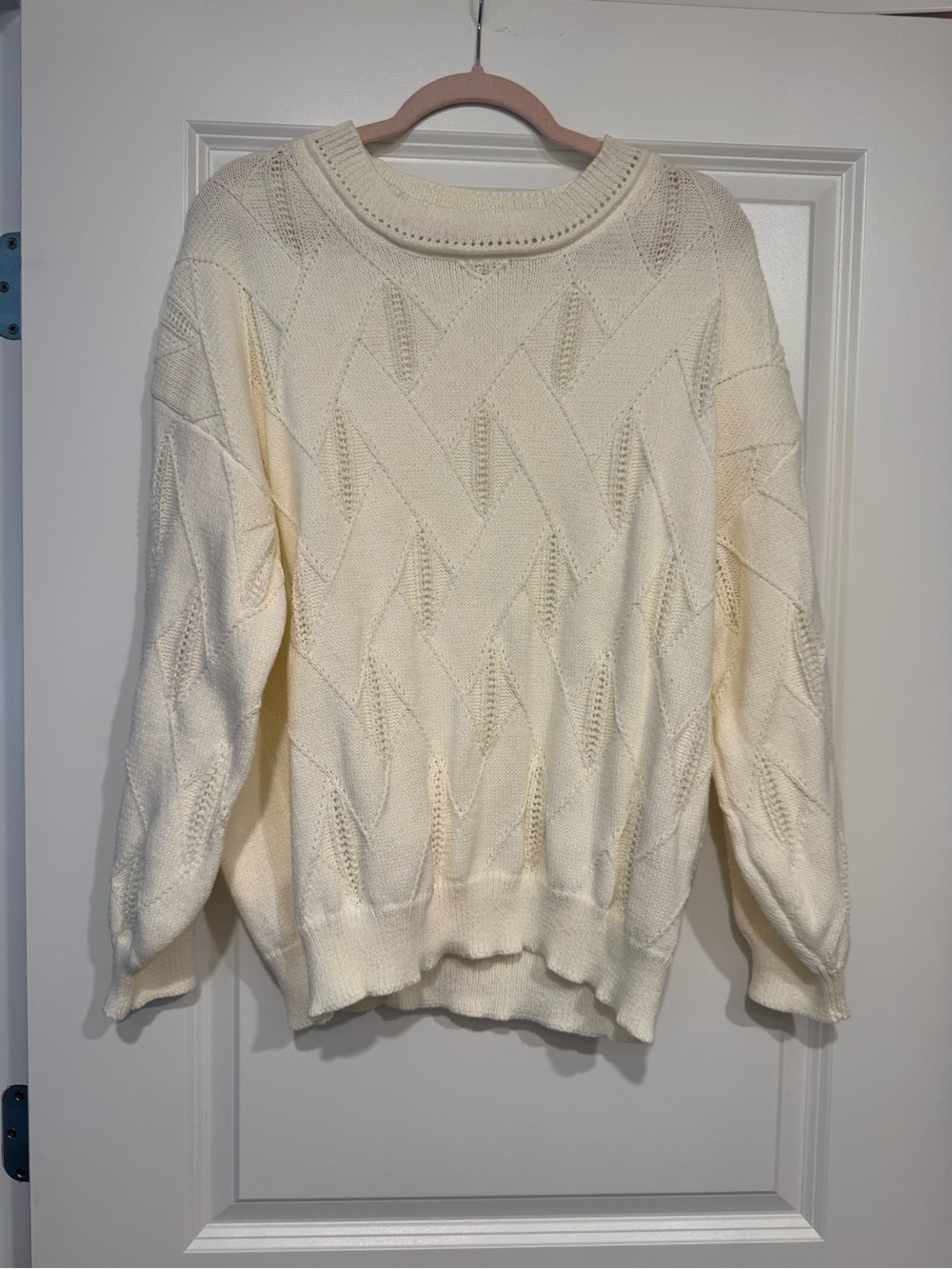 SHEIN Cream Cable Knit Crewneck Sweater